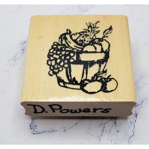 Anitas Fruit Basket Banana Grapes Apple Pineapple Food Wood Mounted Rubber Stamp